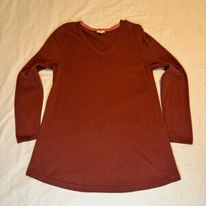 J. Jill Brick Long Sleeve V-Neck Sweater Womens Medium